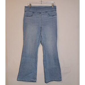 American Eagle Outfitters Womens Blue Luxe Stretch Denim Flared Jeans L Short